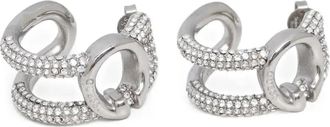 Guess Co rhinestone-embellishment hoop earrings - women - stainless steel/Zirconia - One Size - Silver