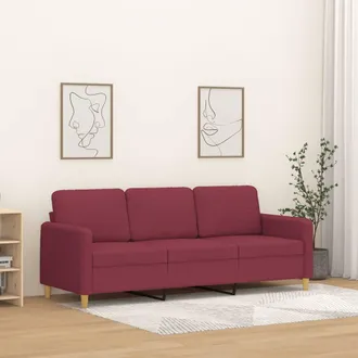 vidaXL Sof&aacute; De 3 Plazas De Tela Rojo Tinto 180 Cm Vidaxl