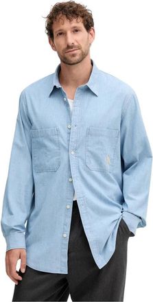 A|X Armani Exchange Pocket Embroidered Shirt - Heren - Spijkeroverhemden - Blauw - S - Katoen - Overhemden