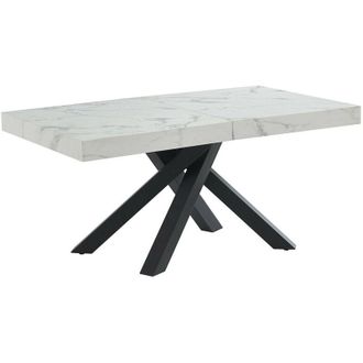 Vente-Unique Tavolo da pranzo allungabile da 6 a 10 coperti in MDF e Metallo Effetto marmo Bianco e Nero - CATONAV