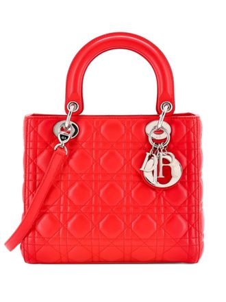 Dior Lady Dior Bag Cannage Quilt Lambskin Medium satchel - Rosso