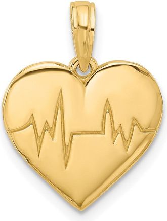 Diamond2Deal 14k Yellow Gold Polished Fancy EKG Heart Charm Pendant
