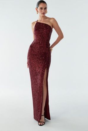 BWLDR Boston Maxi Dress in Burgundy Sequin at Nordstrom, Size 12