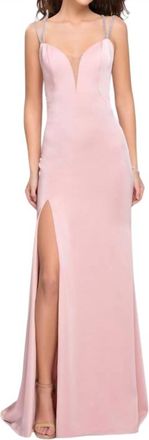 La Femme Sweetheart V Neckline Gown In Blush