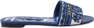 Dolce & Gabbana embroidered-logo sandals - women - Calf Leather - 39.5 - Blue