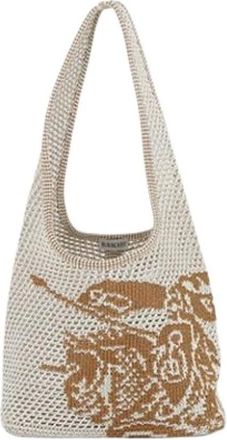 Burberry Pre-owned Shoulder Bags, female, White, Size: ONE SIZE Pre-owned Crochet Viscose Tote Bag
