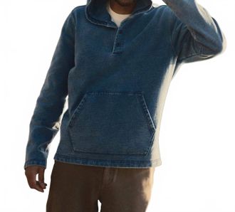 Taylor Stitch The Baja Pullover In Washed Indigo Terry