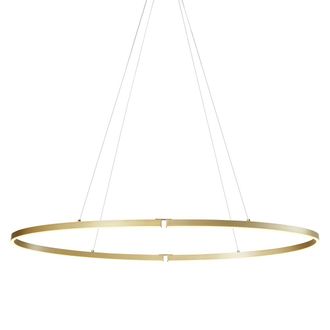 QAZQA Dise&ntilde;o L&aacute;mpara Colgante De Dise&ntilde;o Lat&oacute;n 120cm Con Led Regulable En 3 Pasos - Ovallo Aluminio /acero /pl&aacute;stico Ovalada Incluye Led Max. 1 X 30 Watt - Q