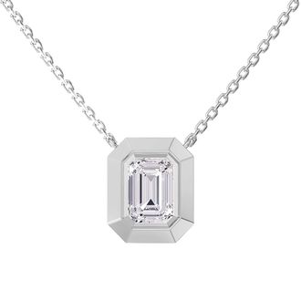 Diamond2Deal 925 Sterling Silver 3 ct Radiant Cut Lab Grown Diamond Pendant Necklace 18