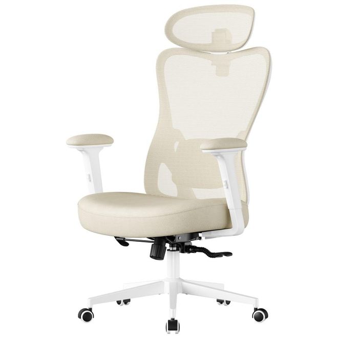 Silla de oficina ergon&oacute;mica ajustable de color beige