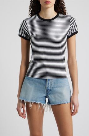 Frame Denim Ringer Pima Cotton T-Shirt in Black Multi at Nordstrom, Size X-Small