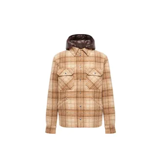 Moncler Moncler Nyvalin 3-in-1 Hooded Flannel Down Jacket, Men, Beige, Size: 0