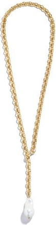 BaubleBar Teagan Faux Pearl Lariat Necklace at Nordstrom