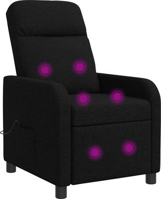 vidaXL Silla De Masajes Reclinable Negro Tela Vidaxl