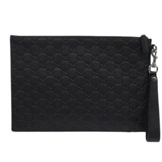 Gucci Pre-owned Guccissima Clutch Bag - Heren - Vintage Clutch - Zwart - ONE Size - Leer - Vintage