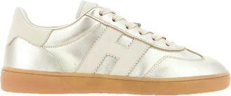 Hogan Gold Calfskin Mutton Metallic Low-Top Sneakers