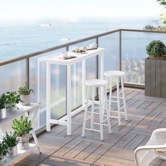 Woltu Set Tavolo E 2 Sgabelli Da Bar Contatore Cucina Tavolino Legno E Metallo Bianco - Woltu
