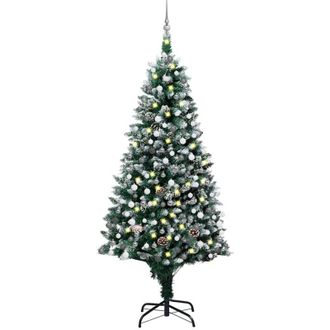 vidaXL &Aacute;rbol De Navidad Helado Con Luces, Bolas Y Pi&ntilde;as 210 Cm Vidaxl