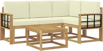vidaXL Conjunto De Sof&aacute;s De Exterior 5 Uds. Blanco Y Crema Vidaxl