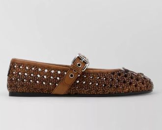 Miu Miu leather loafers buckle detail flat sole
