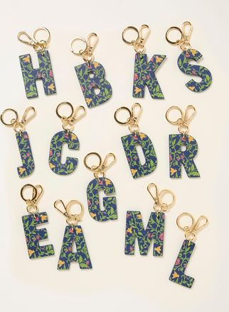 Fat Face FatFace Navy Floral Alphabet Bag Keyring Charm