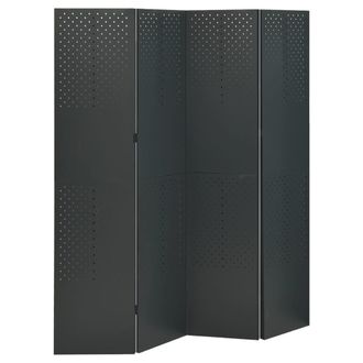 vidaXL Biombo Divisor De 4 Paneles Acero Gris Antracita 160x180 Cm Vidaxl