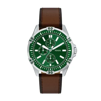 Fossil Mens Garrett 44mm Multifunction Brown Leather Watch