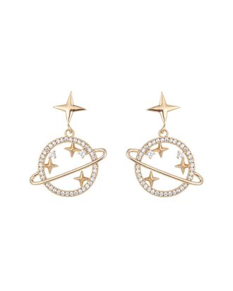 Eyecandy LA Eye Candy La Luxe Collection 14K Plated Cz Saturn Earrings