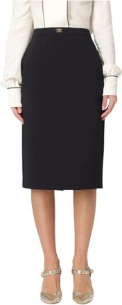 Elisabetta Franchi Rokken, Dames, Zwart, L, Leer, Pencil Skirt High Waisted Fitted