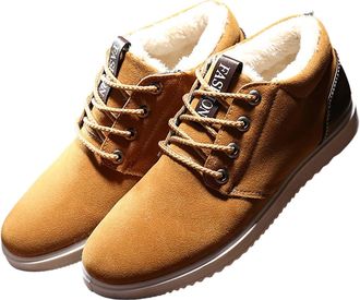 Generic Mens Fleece Snow Boots Classic Lace-ups Sneakers Winter Warm Shoe Fashion Lightweight Boots Plus Size Durable Footwear for Outdoor Cycling Hiking Skii