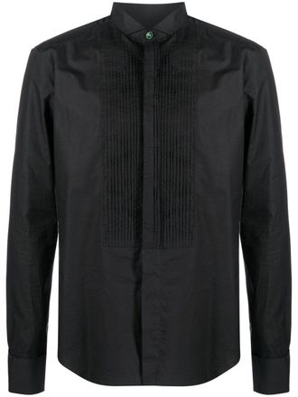 Roberto Cavalli bib-collar long-sleeved shirt - Black