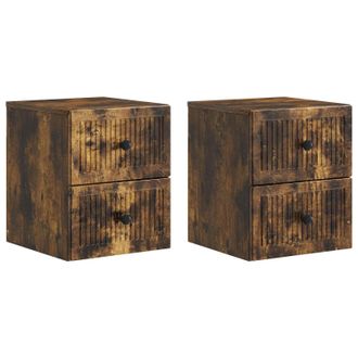 vidaXL Mesita De Noche De Pared 2 Pcs Roble Ahumado 33 X 34,5 X 40 Cm Vidaxl