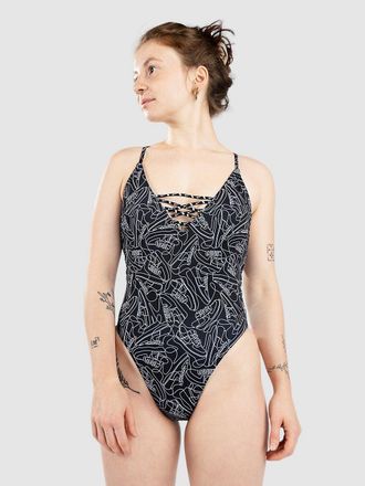 Nike Crossback Badeanzug schwarz