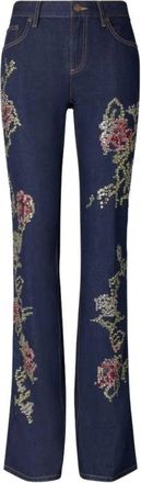 Tory Burch Embellished Bootcut Jean - Dames - Regular Fit Jeans - Blauw - W26 - Katoen - Jeans