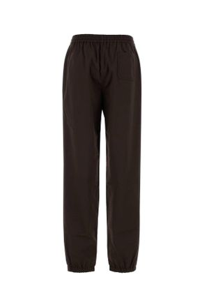 Miu Miu Womens Chocolate Twill Joggers Cacaokaki Exterior: Cotton Pantaloni Trousers