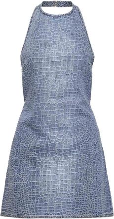Self Portrait Crocodile Denim Mini Dress