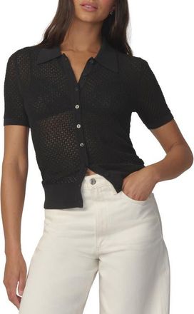 Joe's The Davey Open Stitch Short Sleeve Cardigan in Black at Nordstrom, Size X-Large