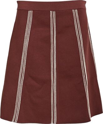 Sandro Sandro A-line Striped Mini Skirt in Burgundy Viscose