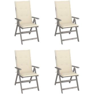 vidaXL Vidaxl - Sillas reclinables jard&iacute;n y cojines 4 uds madera maciza acacia