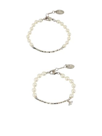 Vivienne Westwood pearl-embellished logo bracelet - Silver