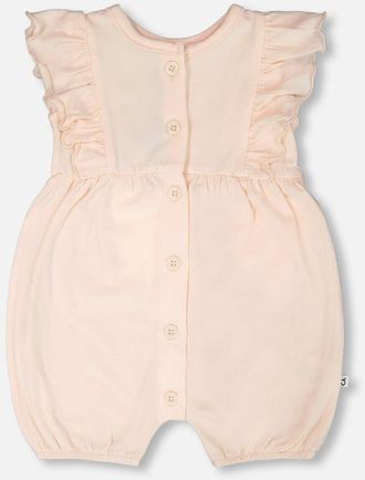 Deux par Deux Organic Cotton Jersey Romper with Frills in Peach at Nordstrom, Size 12M