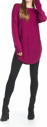 Papillon Long Sleeve Sweater With Zip Side In Berry