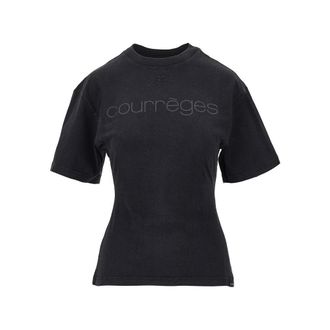 Courr&egrave;ges Logo print Fitted T-shirt Woman S