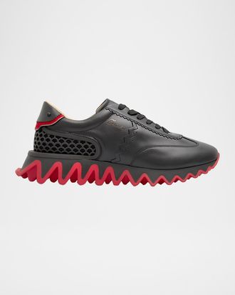 Christian Louboutin Men & apos;s Loubishark Flat Leather Red-Sole Runner Sneakers