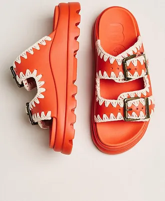 Mou Whipstitch Buckle Slide Sandals