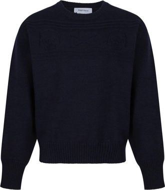 Alexander McQueen Wol trui met ronde hals - Heren - Ronde hals truien - Blauw - L - Wol - Truien & Vesten