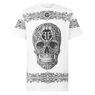 Philipp Plein T-Shirt Girocollo Ss Skull - - Tops - Uomo - Bianco - S