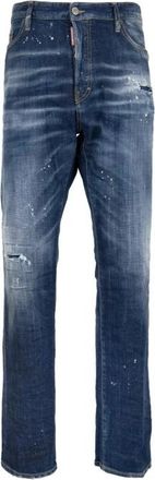 Dsquared2 Herenknoopjeans met leren patch - Heren - Slim Fit Jeans - Blauw - L - Katoen - Jeans