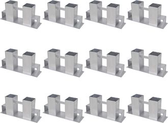 vidaXL Soportes Para Apilar Le&ntilde;a 12 Unidades Acero Plateado Vidaxl