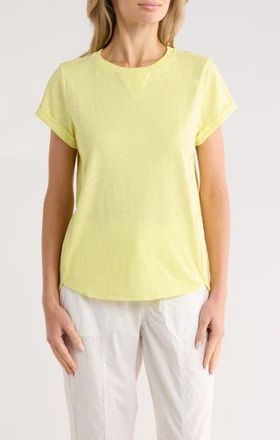 DKNY Roll Sleeve Cotton Blend T-Shirt in Lemon Ligh at Nordstrom Rack, Size X-Small